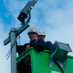 Dimelec changement projecteurs Auchan Biganos équipe